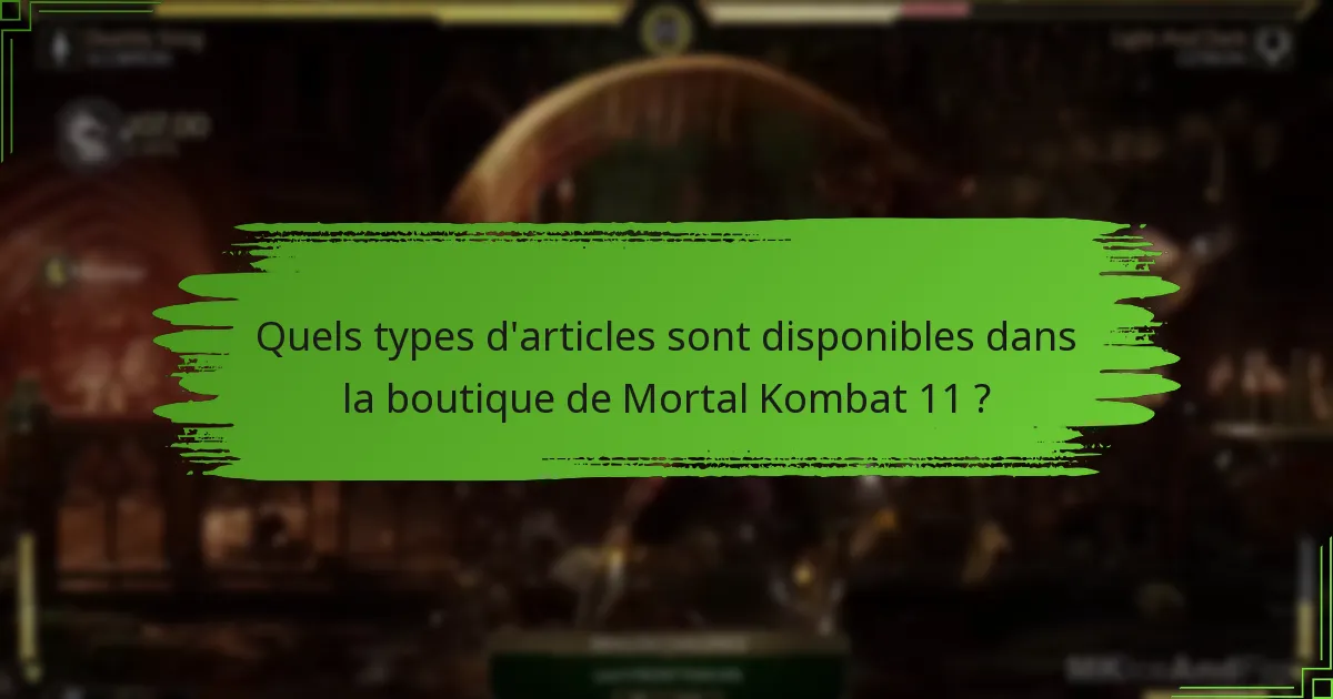 Quels types d’articles sont disponibles dans la boutique de Mortal Kombat 11 ?